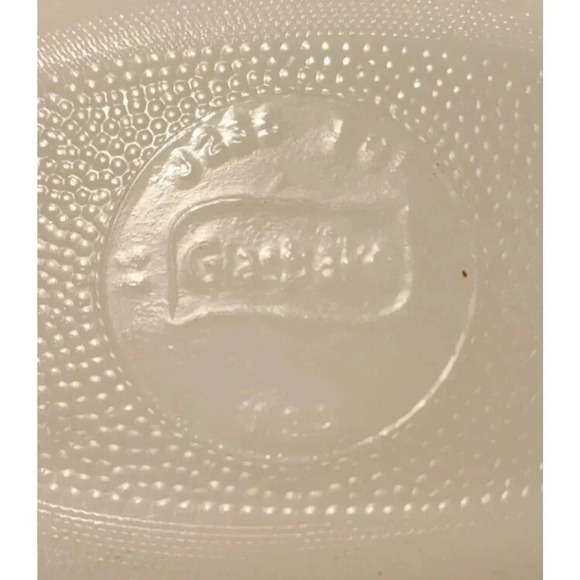 Vintage Glasbake Casserole Dish J235 1 QT Green Daisy Milk Glass Oval Free Ship - Picture 4 of 4